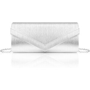 🆕Women Silver PU Leather Evening Handbag Clutch Purse w/Chain for Date
